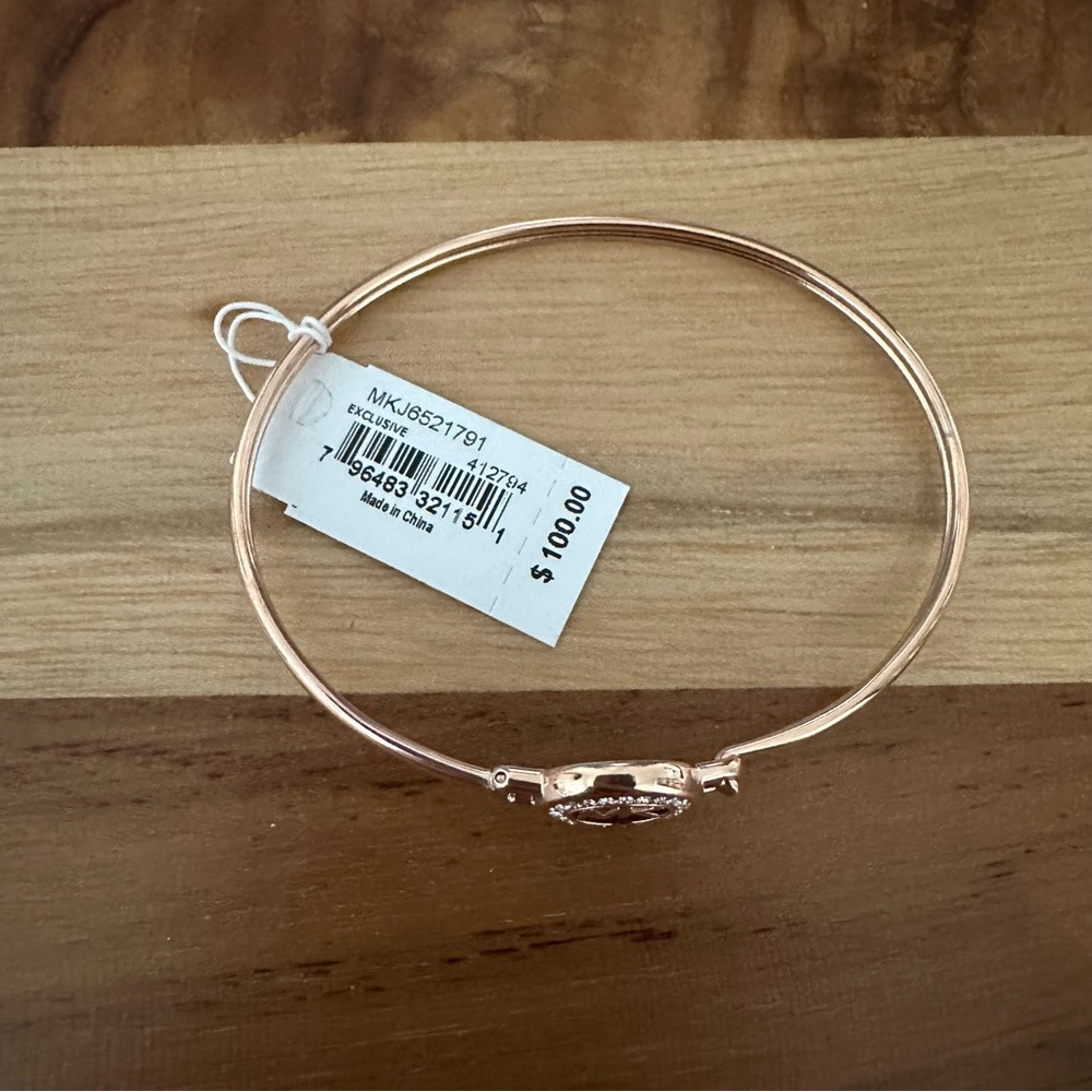 Michael Kors Exclusive Rose Gold-Tone Stainless Steel Bangle Bracelet MKJ6521791 - Picture 2 of 4